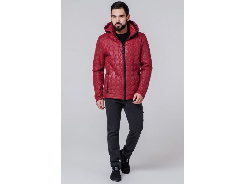 Ветровка красная осенне-весенняя мужская прямого фасона модель 1272, фото 4