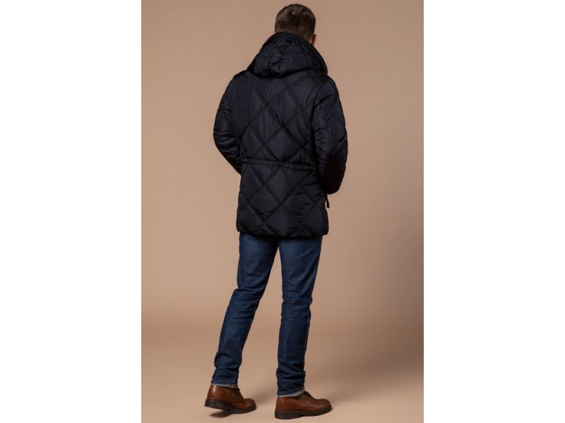 Черная мужская зимняя куртка с капюшоном модель 12481, фото 5