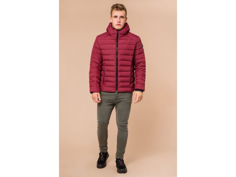 Бордовая мужская куртка на зиму модель 40962, фото 4