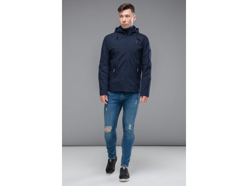 Темно-синяя осенне-весенняя ветровка молодежная мужская модель 12320, фото 4