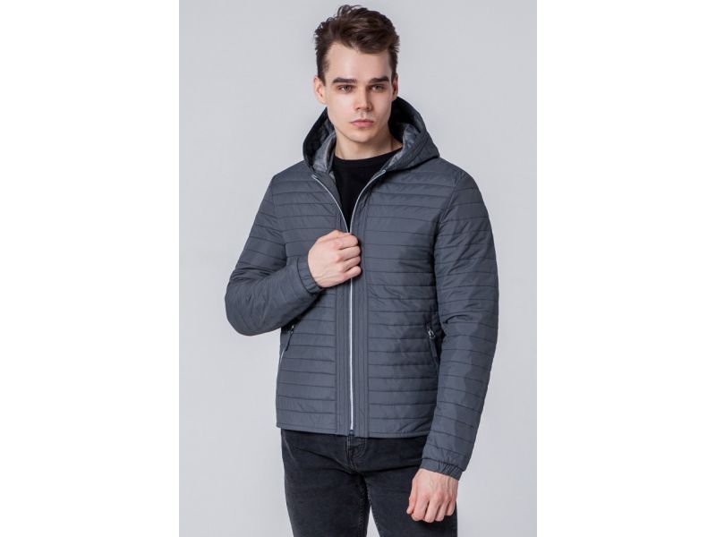 Серая мужская ветровка осенне-весенняя модель 1295, фото 4