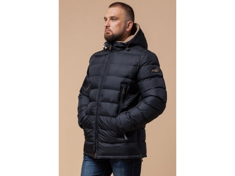 Куртка зимняя для мужчин темно-синяя удобная модель 25285, фото 4