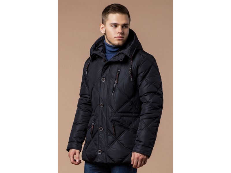 Черная мужская зимняя куртка с капюшоном модель 12481, фото 4