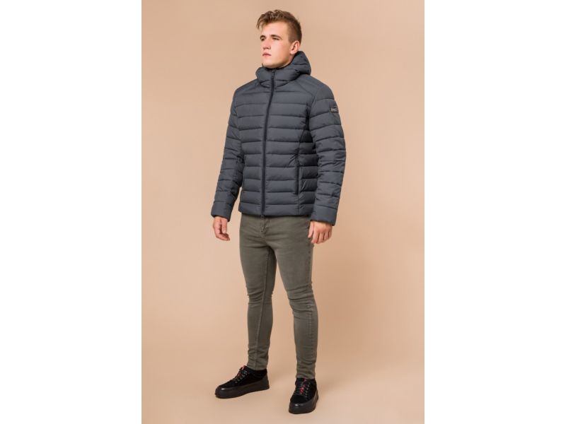 Графитовая мужская куртка теплая зимняя модель 40962, фото 4