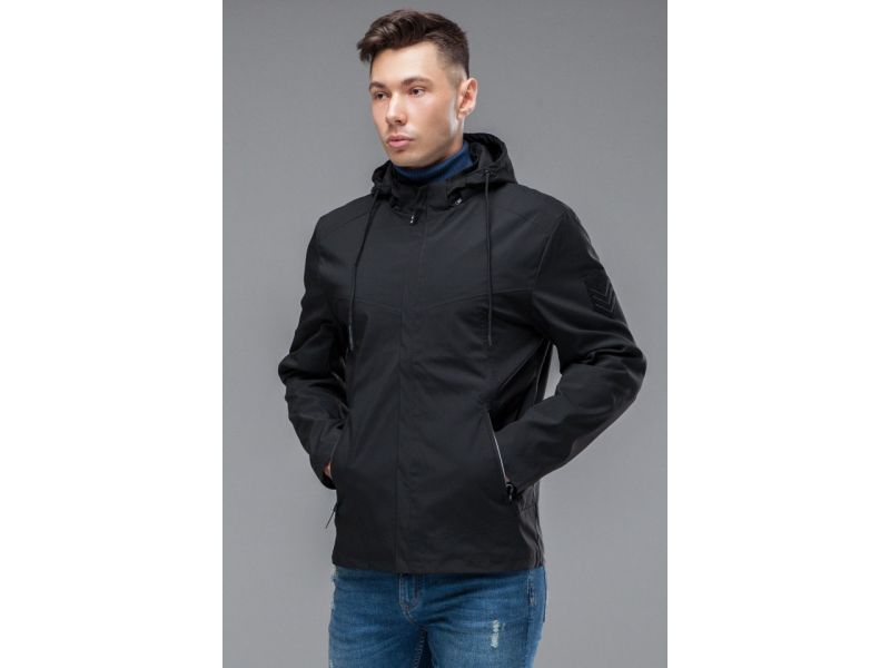 Ветровка молодежная черная мужская осенне-весенняя модель 12320, фото 4
