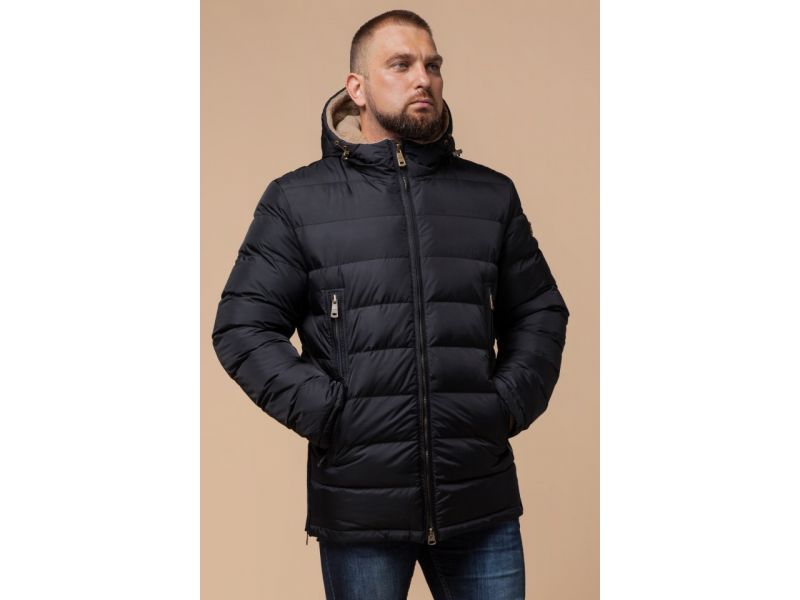 Куртка мужская комфортная черная на зиму модель 25285, фото 4