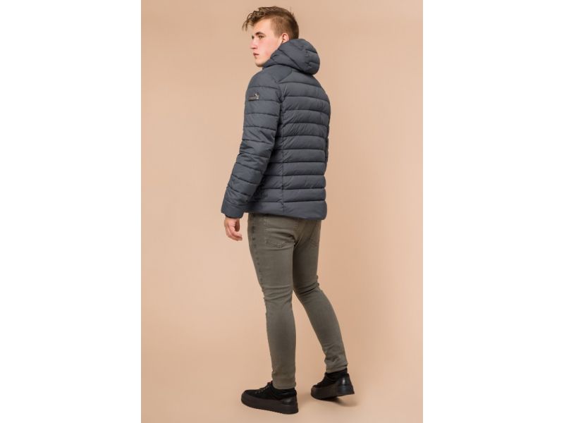 Графитовая мужская куртка теплая зимняя модель 40962, фото 5