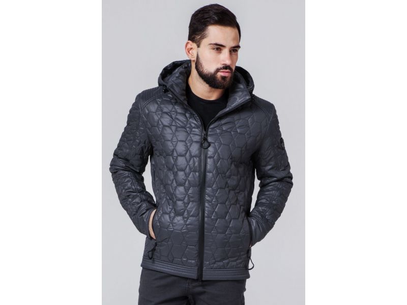 Темно-серая ветровка осенне-весенняя на прорезиненной молнии модель 1272, фото 4