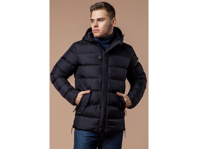 Зимняя черная мужская куртка на молнии модель 20180, фото 4