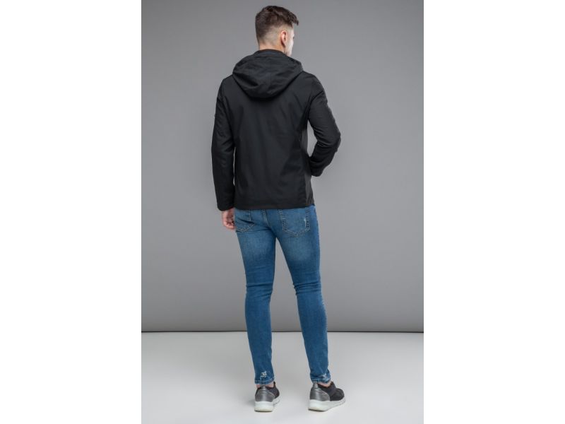 Черная молодежная мужская ветровка осенне-весенняя модель 25211, фото 5