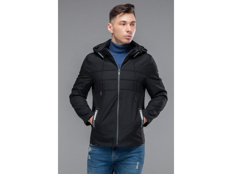 Черная молодежная мужская ветровка осенне-весенняя модель 25211, фото 4
