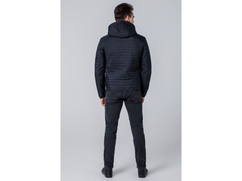 Осенне-весенняя ветровка черная мужская модель 1295, фото 5