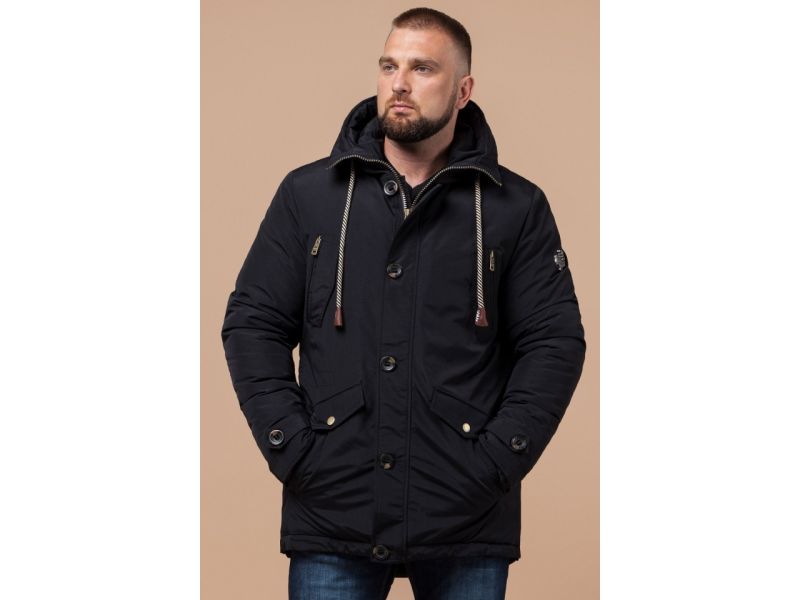 Парка черная мужская на зиму модель 45950, фото 4