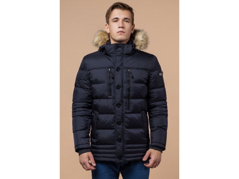 Темно-синяя мужская зимняя куртка с манжетами модель 45610, фото 4
