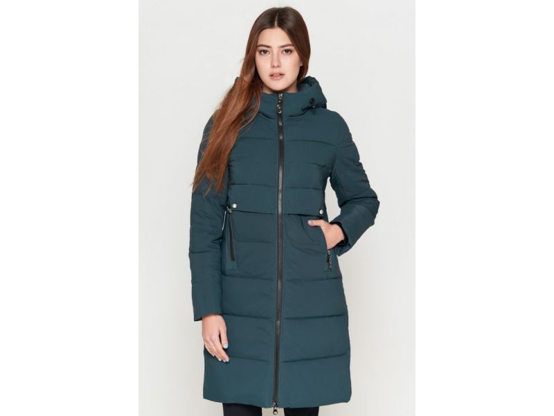 Молодежный пуховик на зиму женский цвет бирюза модель 25165, фото 4