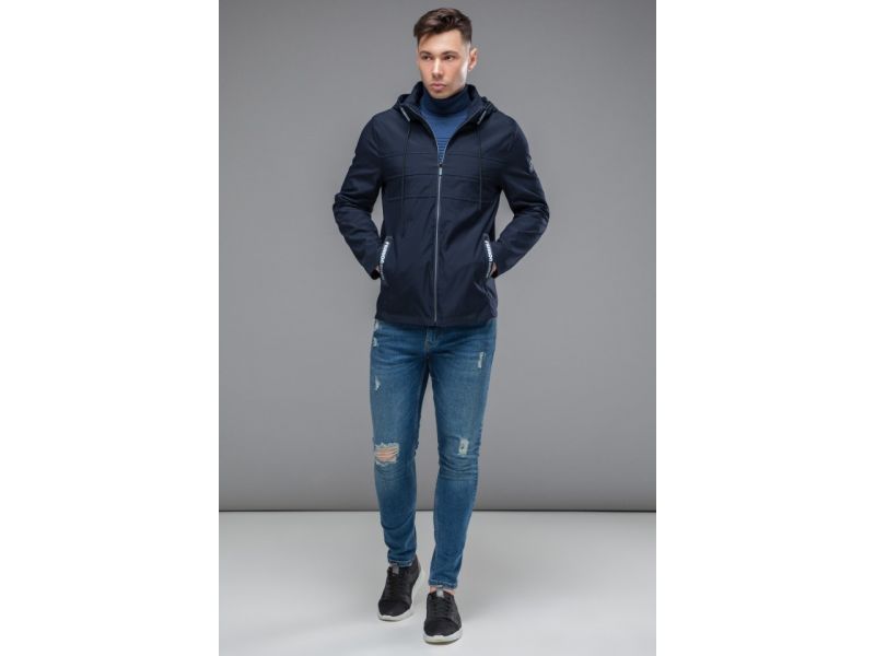 Ветровка темно-синяя мужская молодежная осенне-весенняя модель 25211, фото 4
