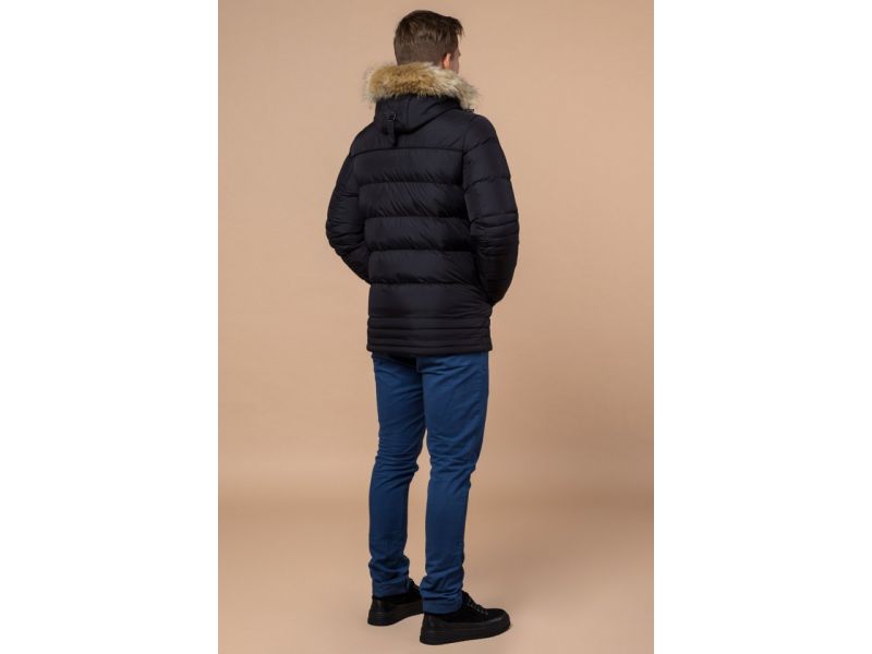 Зимняя короткая куртка мужская черного цвета модель 45610, фото 5