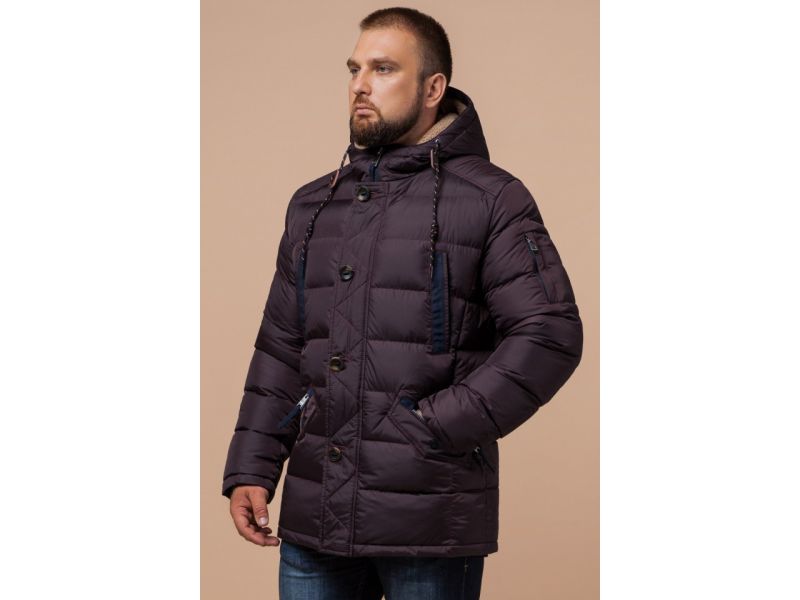 Темно-бордовая зимняя куртка оригинальная для мужчин модель 26402, фото 4