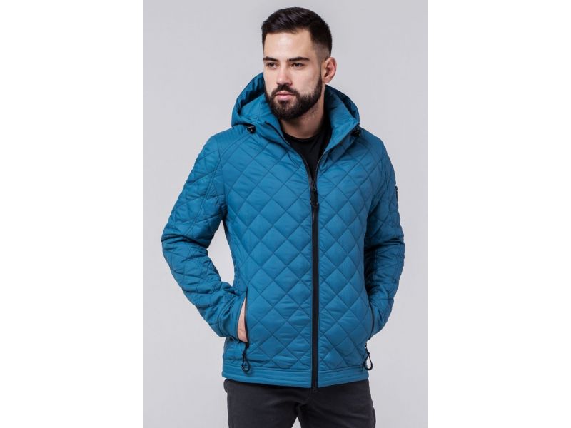 Ветровка стеганая осенне-весенняя бирюзовая мужская модель 1358, фото 4