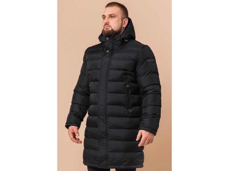 Черная комфортная зимняя куртка мужская модель 23482, фото 4