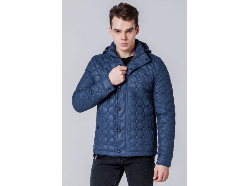 Мужская осенне-весенняя ветровка короткая цвета индиго модель 1386, фото 4