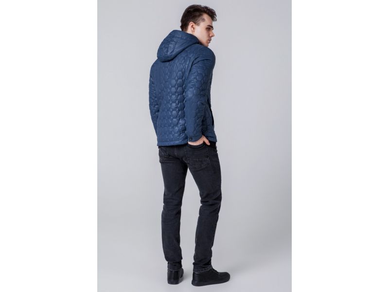 Мужская осенне-весенняя ветровка короткая цвета индиго модель 1386, фото 5
