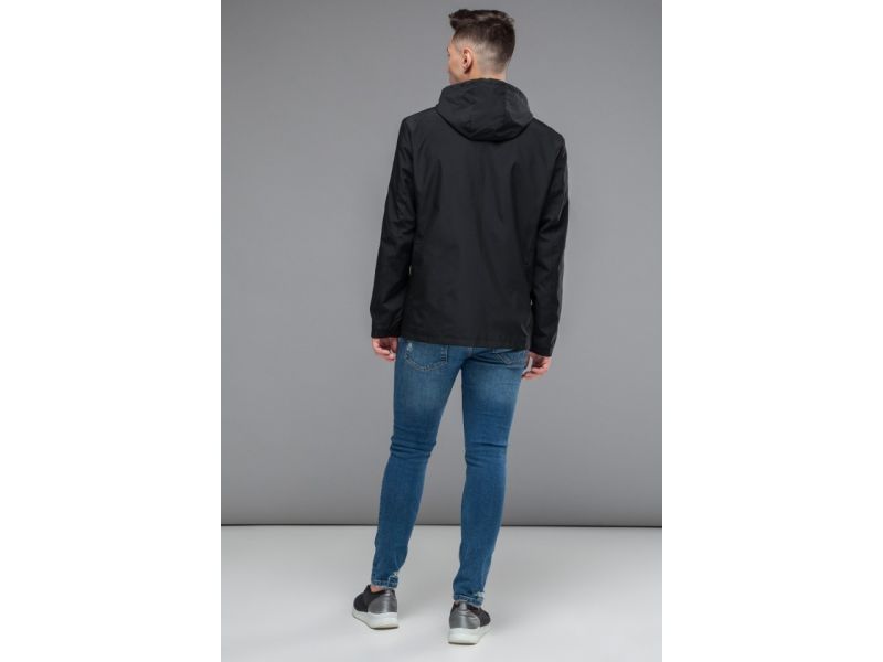 Мужская молодежная ветровка на молнии осенне-весенняя черная модель 44880, фото 5