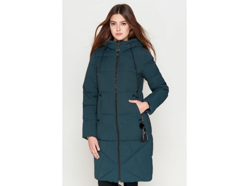 Молодежный женский бирюзовый зимний пуховик модель 25205, фото 4