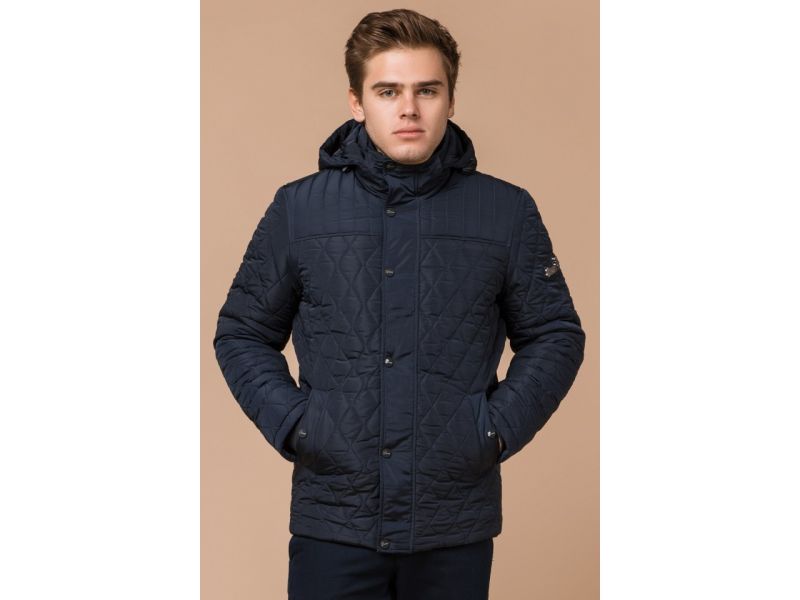 Зимняя синяя мужская куртка с кнопками модель 24534, фото 4