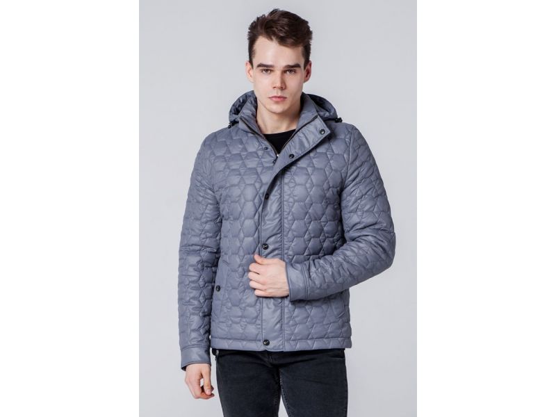 Ветровка серая стеганая мужская осенне-весенняя модель 1386, фото 4