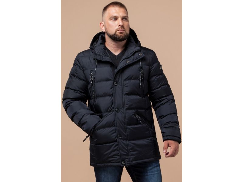 Темно-синяя теплая куртка зимняя мужская модель 27635, фото 4