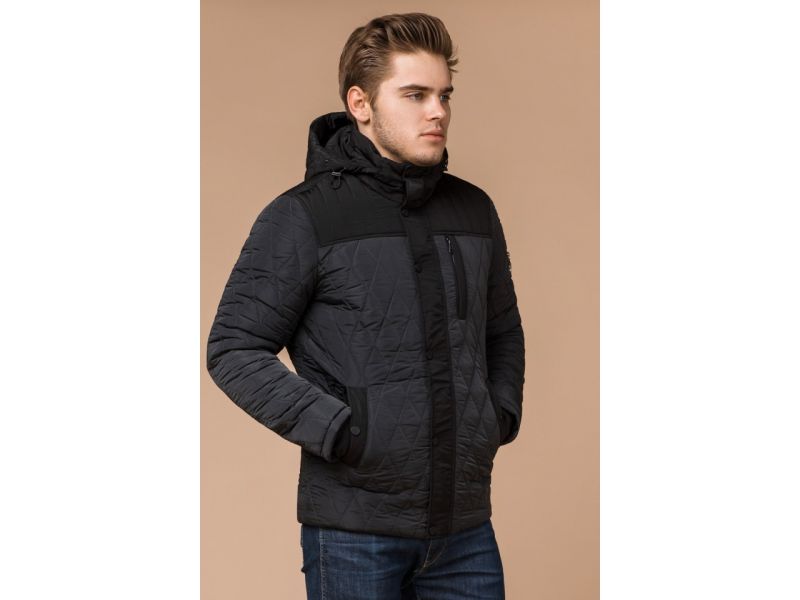 Мужская графитовая куртка зимняя прямого кроя модель 30538, фото 4