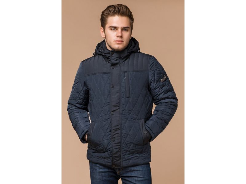 Светло-синяя куртка зимняя на кнопках для мужчин модель 30538, фото 4