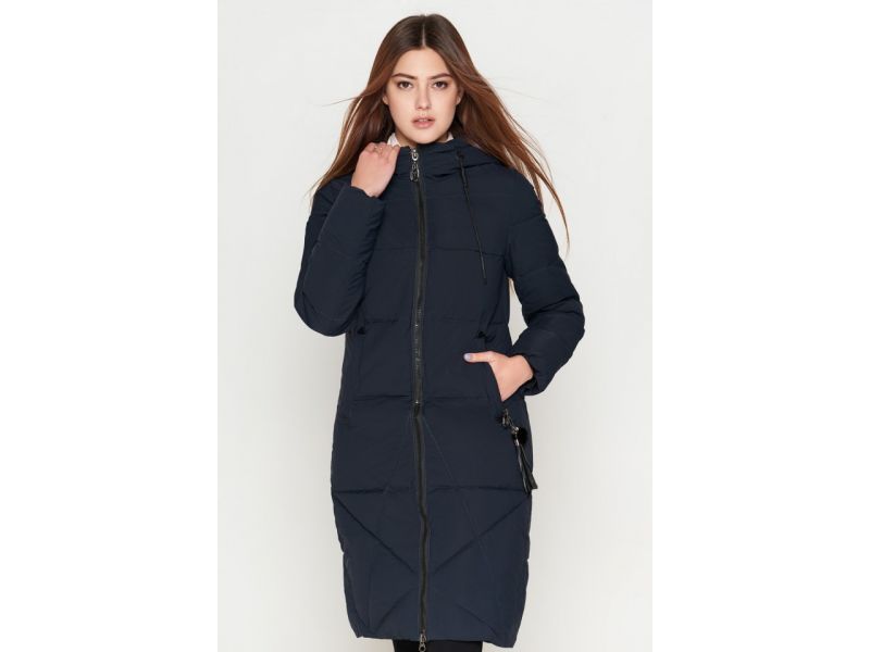 Женский зимний молодежный пуховик темно-синий модель 25495, фото 4