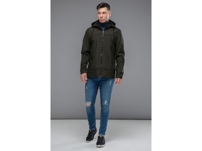 Зеленая осенне-весенняя мужская молодежная ветровка модель 44880, фото 4