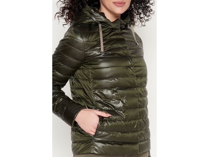 Воздуховик осенне-весенний женский с кулиской цвет темный хаки модель 24992, фото 6