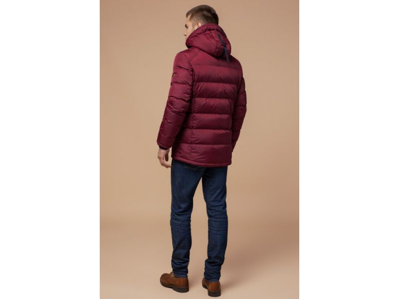 Куртка бордово-черная зимняя для мужчин модель 10168, фото 5