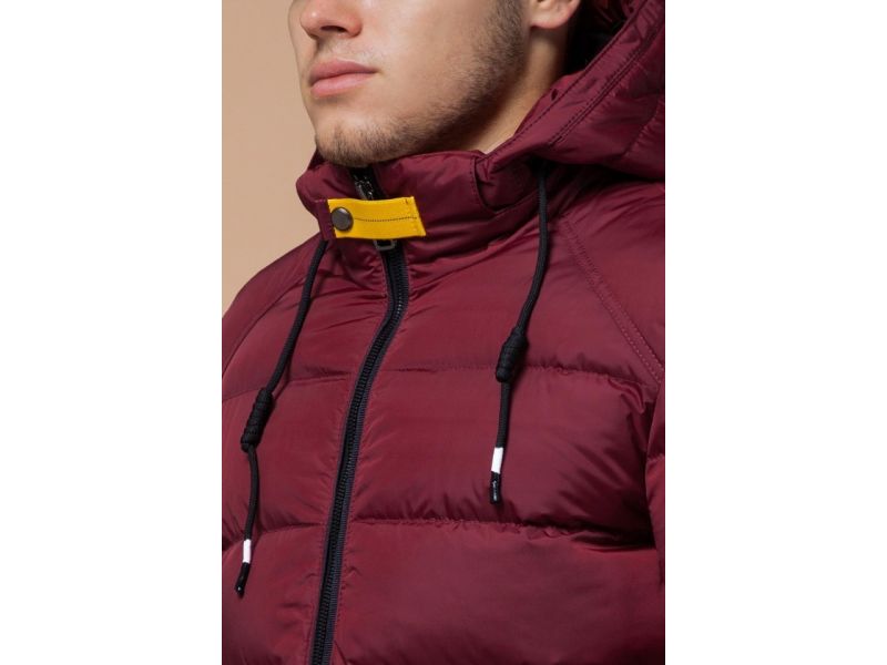 Куртка бордово-черная зимняя для мужчин модель 10168, фото 6