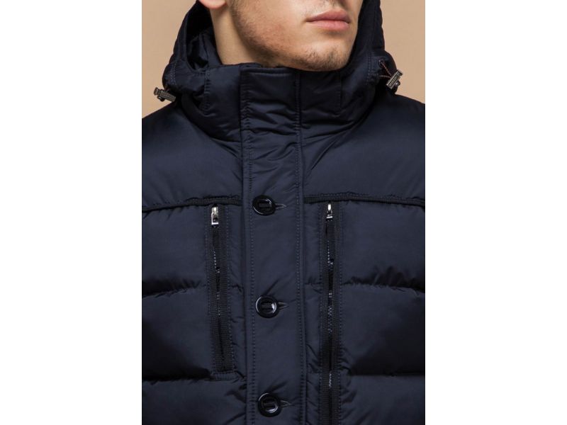 Темно-синяя зимняя куртка с капюшоном мужская модель 31610, фото 6