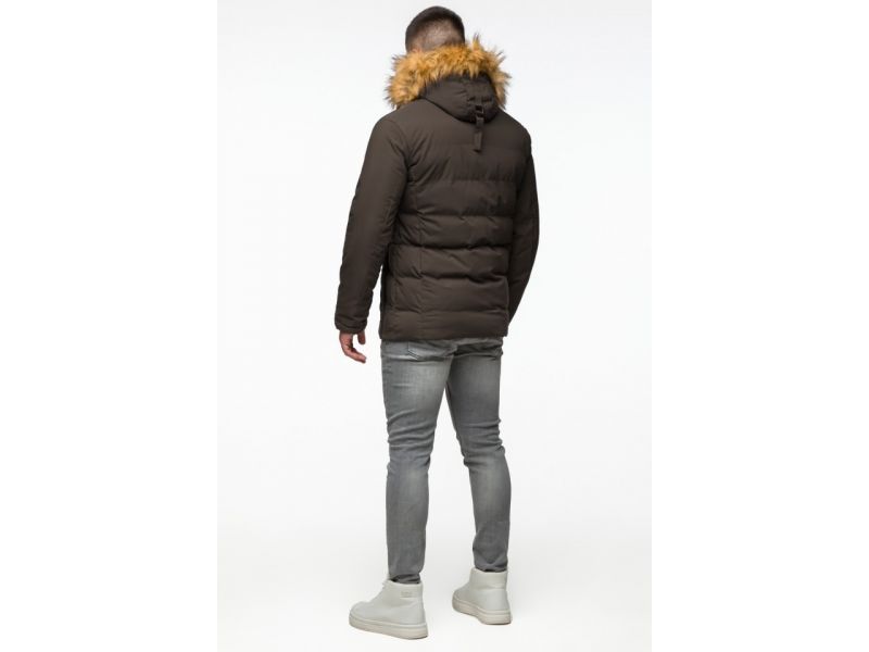 Молодежная мужская зимняя куртка цвета кофе модель 25780, фото 6