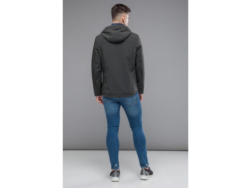 Темно-серая мужская осенне-весенняя ветровка молодежная модель 24242, фото 5