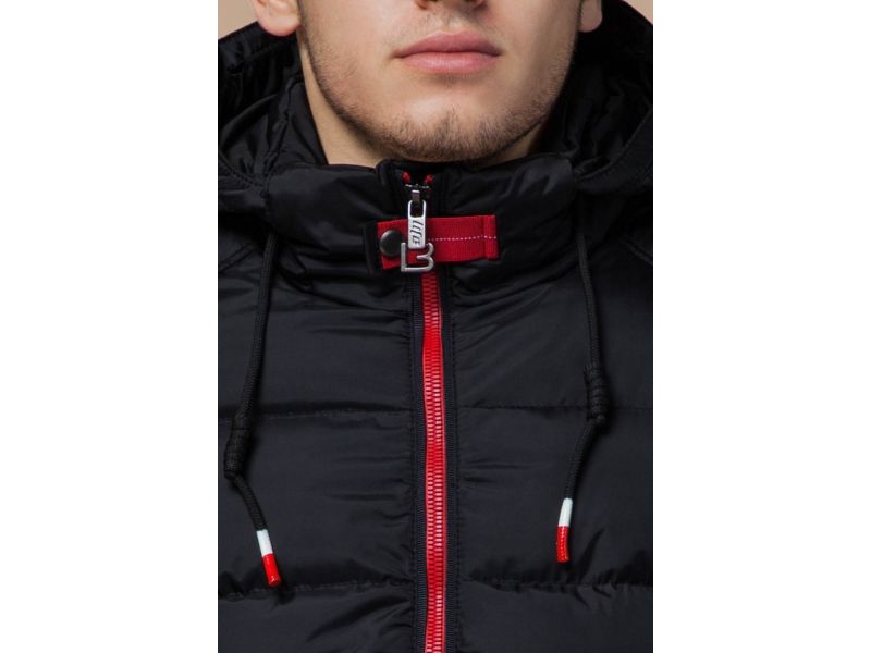 Куртка на зиму мужская цвет черный-красный модель 10168, фото 6
