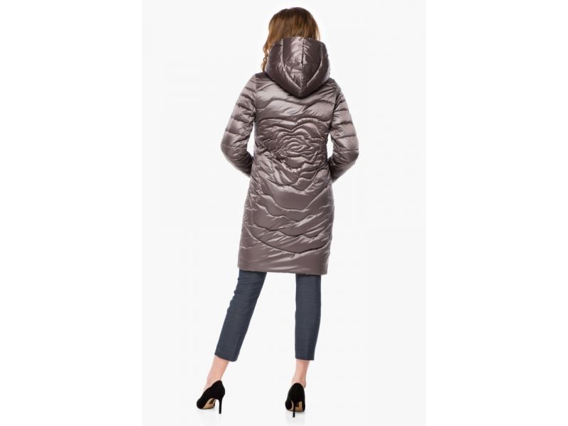 Воздуховик с капюшоном осенне-весенний женский цвет темная пудра модель 18225, фото 5