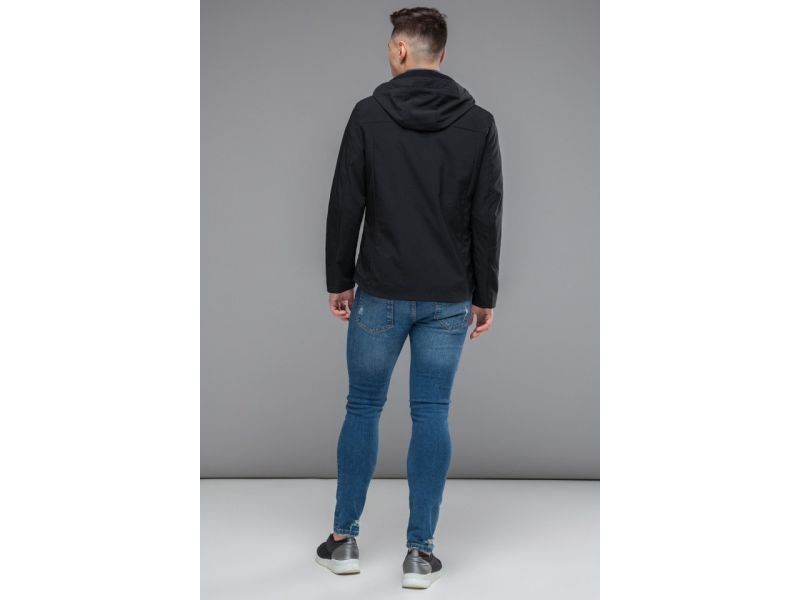 Мужская черная осенне-весенняя молодежная ветровка модель 24242, фото 5