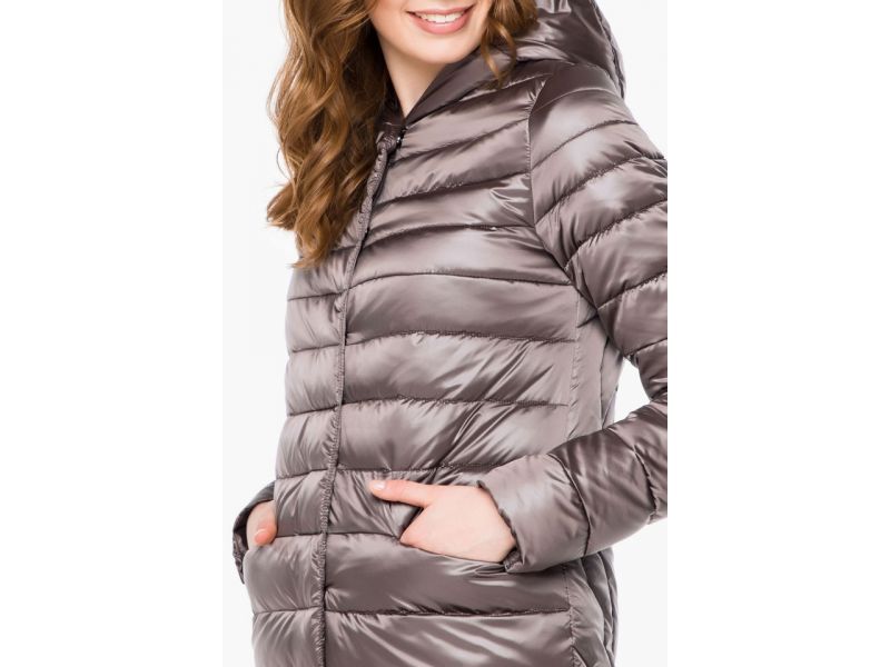 Воздуховик с капюшоном осенне-весенний женский цвет темная пудра модель 18225, фото 6
