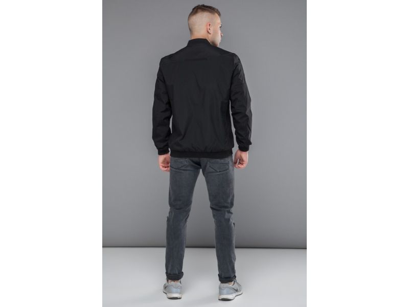 Черный мужской осенне-весенний молодежный бомбер модель 44525, фото 5