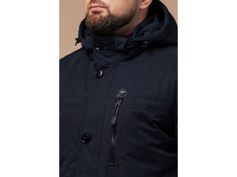 Куртка темно-синяя мужская с капюшоном зимняя модель 45777, фото 6