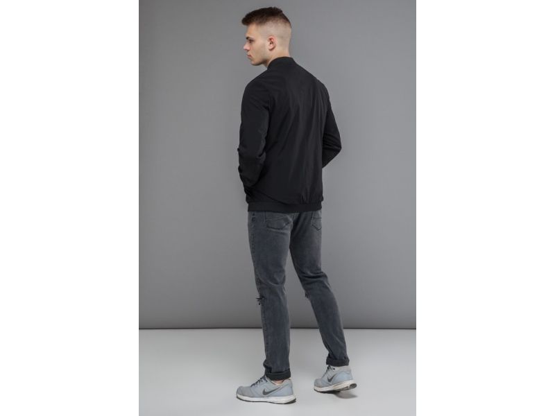 Осенне-весенний молодежный мужской бомбер черного цвета модель 18428, фото 5