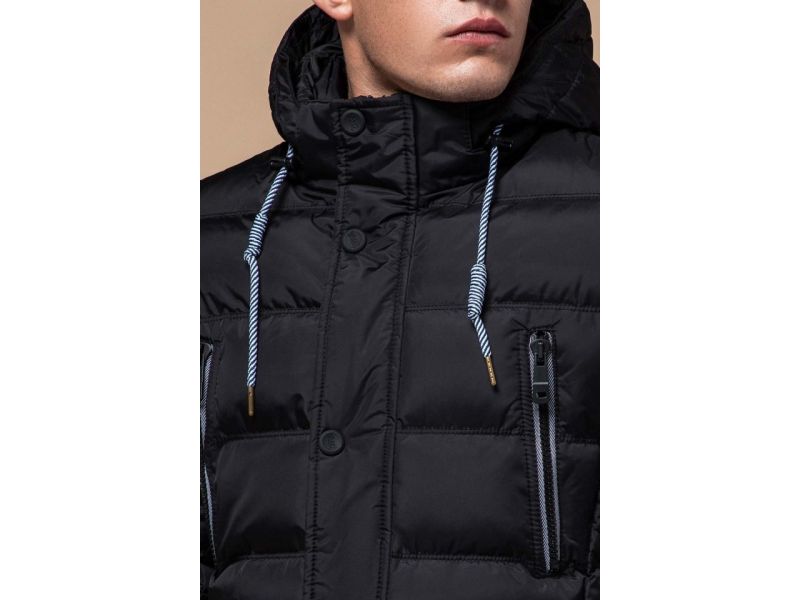 Куртка мужская черная комфортная зимняя модель 11726, фото 6