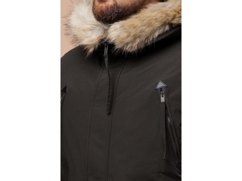 Коричневая парка зимняя мужская с опушкой модель 13475, фото 6